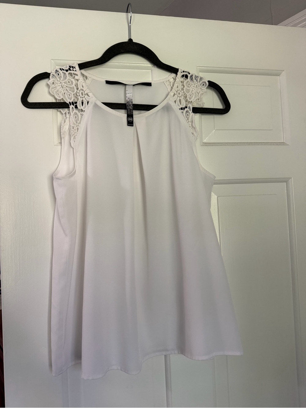 KensieWhite Lace Shoulder Sleeveless Top - Classic Women's Blouse